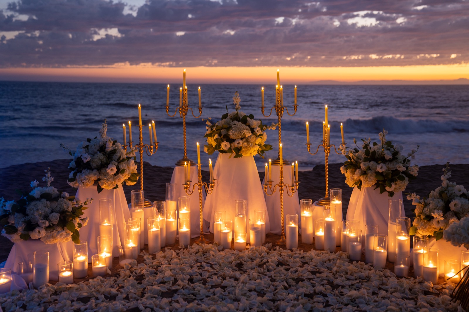 Beachside candle setup